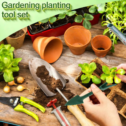 Mini Seed Spreader Set For Easy No Mess Even Planting, 12 Pack Handheld Seed Sower Kit With Dibber Tools For Seedling Garden Beds