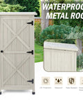 Wooden Outdoor Storage Cabinet And Vertical Garden Tool Shed With Waterproof Metal Roof And Two Adjustable Shelves Ideal For Yard Patio Deck And Porch Gray 20 By 24 By 48 Inches