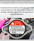Top Shelf Coolant Radiator Cap Dead Ringer Replacement For Honda Civic Accord Crv Pilot Odyssey showing warning labels on cap.