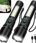 Beast Mode 99000 Lumen USB Rechargeable Flashlight Pack, waterproof handheld LED flashlights, 2 pack with USB cable