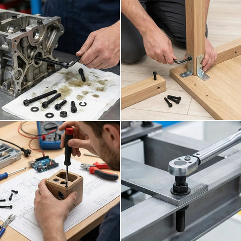 Metric Machine Screws Set 830 Pcs Assortment Kit With M3x6 To M50 Mm Grade 12.9 in use for DIY projects and hardware assembly