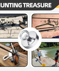 Front view: 2.36-inch neodymium fishing magnet kit with rope and handle for metal retrieval.