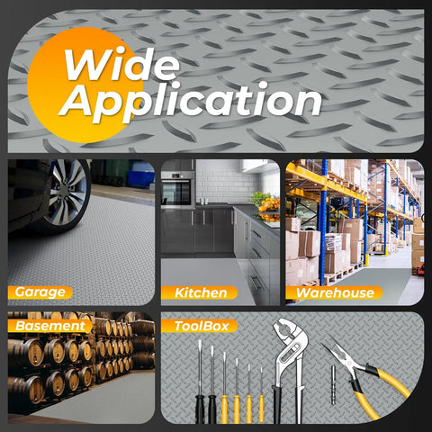 4x8 Ft Diamond Plate Garage Floor Mat Heavy Duty PVC Flooring Roll 2.8mm Thick For Under Car Motorcycle Golf Cart Trailer