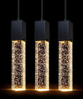 Mini Integrated Hanging Crystal Pendant Lights For Kitchen Island Black 3 Pack Modern Yet Simple Ceiling Light Fixture Dimmable With LED Bulbs Ideal