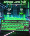 TKL Wireless Mechanical Gaming Keyboard Black Built Different With Massive 10000Mah Battery glowing under neon lights.