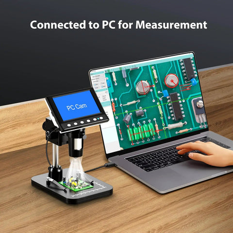 4.3 Inch IPS Digital Microscope 1000X With Built In Lights For Coin Collectors And DIY Lab Projects Crystal Clear Images On A Bright Screen Easy USB Viewing connected to PC for PCB measurement