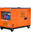 Heavy Duty Diesel Portable Generator Delivers Solid 6500 Watts Peak Output For Reliable Home Backup Camping RV Road Trips And Job Sites Go Hard No Sweat in orange color with ports.