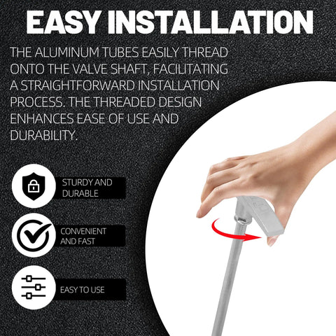 Hand installing two pack universal RV waste valve replacement kit with camper dump valve handle and tube extensions for easy install