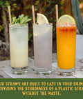 Bulk Agave Straws 6 Inch 2000 Count Sustainable And Compostable Drinking Straws Made From Upcycled Agave Plant Fiber in three drinks