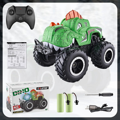 Monster Truck RC Car For Kids Waterproof 1to20 Scale Dinosaur Monster Trucks With 2 Batteries 2.4GHz and accessories.