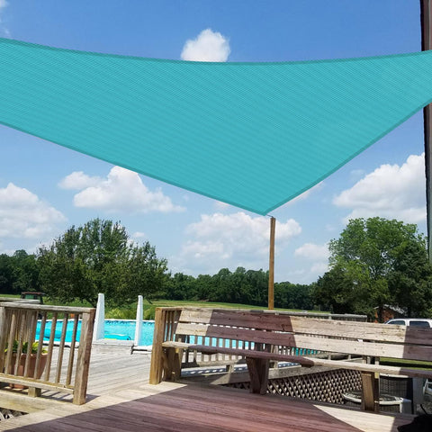 Turquoise 16 By 16 By 16 Feet Sun Shade Sail Triangle Outdoor Canopy Cover UV Blocking For Backyard Porch Pergola Deck