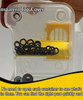Close-up of Hardware Tackle Box With Removable Compartment Organizer And Reversible Carrying Case with screws visible inside transparent compartment.