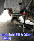 Dodge Ram 1500 Sway Bar End Link With PU Bushings Replacement installed under suspension, red bushings, no cutting or drilling