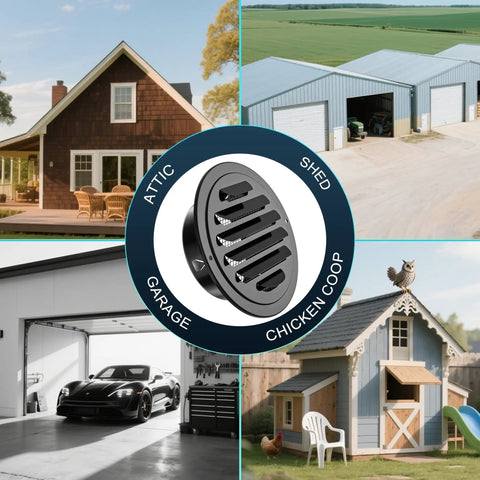 4 Inch Black Stainless Steel Soffit Vent Cover With Mesh Screen For Round Exhaust Vent Indoor Outdoor Use