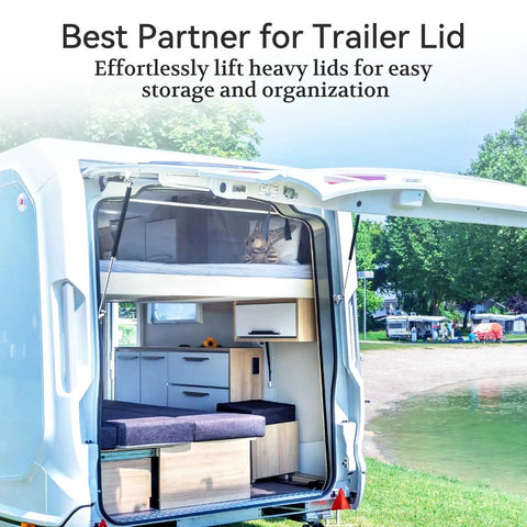 Twenty Inch Gas Struts 200 Pound Lift Force 2 Pack With Mounting Brackets Heavy Duty Gas Springs For Truck Bed Cover Floor Hatch And Rv Base Smooth Operation No Sweat One Person Setup Industrial Grade Lift used for lifting trailer lid