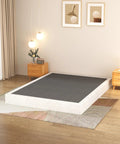Full Size 5 Inch Low Profile Metal Box Spring Built Tough With Reinforced Steel Rails And Straight Up Rock Solid Support For Thick Mattresses Durable Foundation in modern bedroom setting.