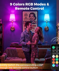 Battery Operated Wall Sconce Set of Two, Wireless Wall Lights with Remote in colorful living room setting.