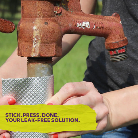 Applying Aluminum Butyl Tape Waterproof Sealing Tape 4 Inch by 16 Feet No Drip Seal on rusty outdoor pipe