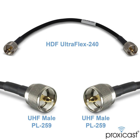 Ultra Flexible 1 Foot PL259 Male to PL259 Male Coax Jumper Cable Low Loss 50 Ohm for CB UHF VHF Shortwave and HAM Radios Antennas