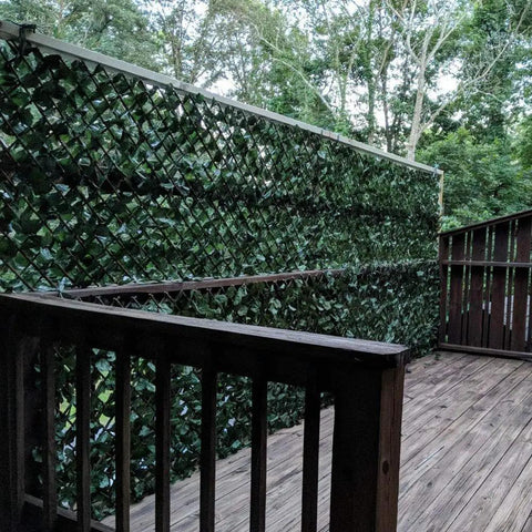 Expandable Faux Ivy Fence Privacy Screen For Patio And Outdoor Spaces, Realistic Willow Wicker Panels With Dark Green Maple Leaves