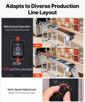Beefy PVC Belt Conveyor System 71 By 7.8 Inch 110V Electric Adjustable Speed with double guardrails, control panel detail