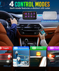 RGB 8 Gang Dual Control Switch Panel With RF Remote 230Ft Range Backlit installed in car showing controls with silicone cover