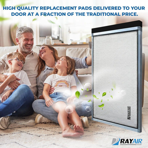 Family enjoying fresh air beside Replacement Filter Pads 16x25 For Respicaire MicroClean 95 Air Cleaner in living room.