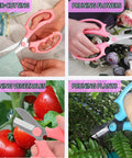Four images showing Three Pack Garden Flower Scissors Stainless Steel Floral Shears With All Day Comfort Grip Handles in use