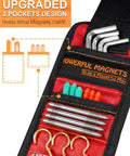 Magnetic Wristband For Men Tools Holder with pockets, showing screws and hooks, made of 1680D ballistic polyester.