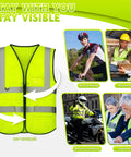 Heavy Duty Reflective Safety Vests Twenty Pack Zippered Mesh Top With Deep Pockets For The Daily Grind And Road Crews displayed with visibility features.