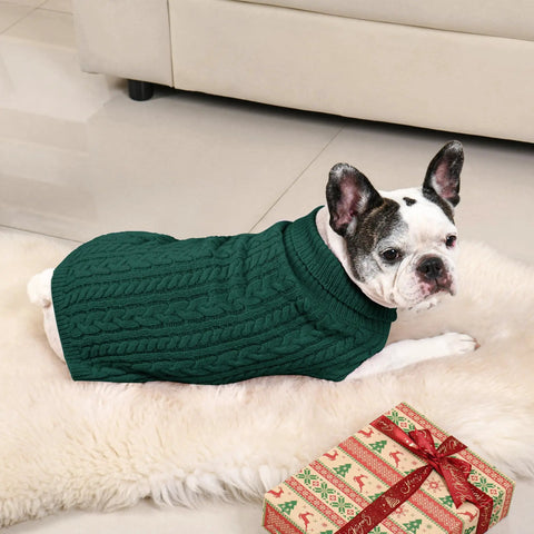 Cozy As Heck 2 Pack Dog Sweaters For Medium Breeds, Size L, Red And Green, Pawfect Winter Pullovers For Frenchies Corgis Dachshunds on a dog.