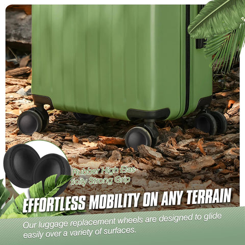 8 Pieces Luggage Wheel Replacement Set 55mm And 2.17 Inch Wear Resistant Suitcase Wheels installed on suitcase