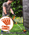 Man using a trimmer with 48 Piece Plastic Trimmer Head Blade Set Replacement For PolyCut 2 2 4008 007 1000 in garden