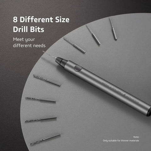 Mini Cordless USB Rechargeable Drill With Eight Attachments Pen Style Portable Power Tool for Plastic Wood DIY Projects