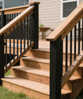 25 Pack 32 Inch Black Metal Deck Balusters Rectangular Spindles For Porch Railing And Stair Railings Side Mount Kit With Hardware