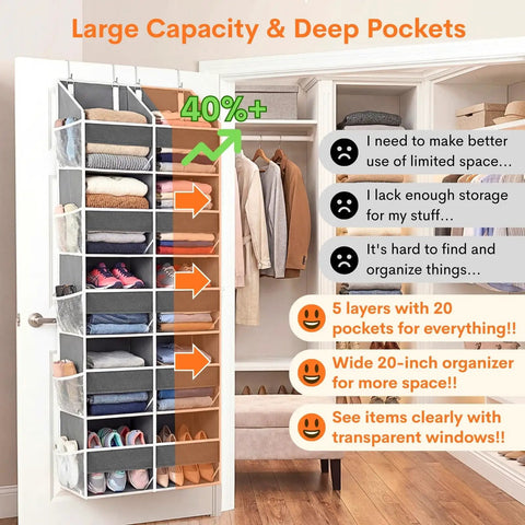 Hella Game Changing 5 Tier Over Door Organizer With 10 Deep Compartments Wide Closet Hanging Storage Rack Slick For Snagging Sneakers Diapers And Wardrobe Essentials