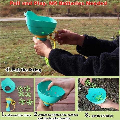 Disc Launcher And Catcher Toy for Outdoor Fun Ideal For Backyard Play And Family Time Flying Disc Spinner Helicopter Propeller Game
