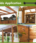 6 Piece 45 Degree Angle Support Bracket Set For Wood Beams And Posts Internal Connections For Desk Edges Pergolas And Gazebos Outdoor DIY Ready Steel Brackets With Black Coating Heavy Duty Construction For Sturdy Easy Install installed in pergola