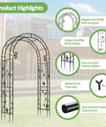Sturdy Rust-Resistant Metal Garden Arch With Trellis For Climbing Plants 88 Inches High By 51 Inches Wide Outdoor Wedding Arch