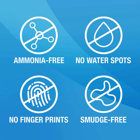 MiracleWipes for Glass wipes front view showing ammonia-free, no water spots, no fingerprints, smudge-free.