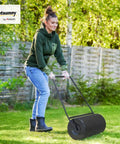 Heavy Duty Garden Lawn Roller For Fresh Sod And Uneven Patches Water And Sand Filled 46 Liter Rolling Drum Manual Push Or Towable Black