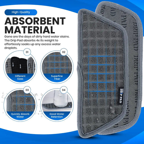 Refrigerator Drip Catcher Pad Two Pack Grey Rectangular Mat For Ice And Water Dispenser Pan Absorbs Water Drops Up To Four Times Its Weight, Prevents Spills And Mineral Build Up Easy To Clean Surface For Quick Maintenance And Long Lasting Durability