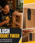 Woman using a drill to install Heavy Duty 100 Piece Stainless Steel Flat Plate Straight Brackets 36mm To 76mm Tough As Nails Corner Brace Kit.
