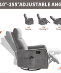 Full Body Massage Rocker Recliner With Heat Eight Vibrating Nodes For Back Lumbar And Legs Swivel And Manual Recline