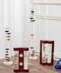 Cool Indoor Weather Station With Glass Galileo Thermometer And Five Multicolor Balls From 64F To 80F in cherry wood frame