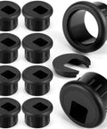 10 Pack Desk Grommets Plastic Cable Hole Covers For Wire Management Black 1 Inch Grommets arranged on white background