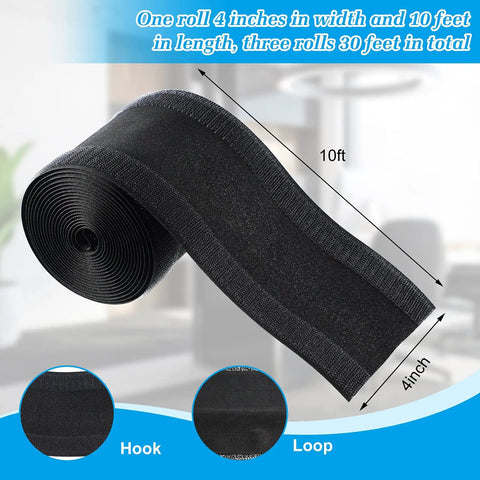 Carpet Cord Cover Cable Protector for Commercial Office Carpet 29.53 Ft Black, Easy Hook and Loop Floor Management