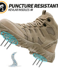 Heavy Duty Steel Toe Work Boots for Men Breathable High Top Safety Shoes Built Tough for Construction and Industry Premium Comfort Lightweight Yet Indestructible with Anti Puncture Kevlar Insole Brown side view