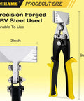Pro Grade 3 Inch Sheet Metal Hand Seamer Tool For HVAC Pros And DIYers, 9-inch handle, 3-inch jaw, precision CRV steel, ergonomic grip.