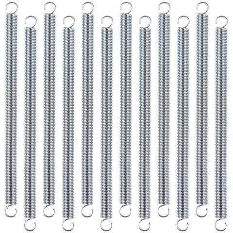12-pack extension springs, 3/8 x 6-1/2 in, zinc-plated with dual-hook ends